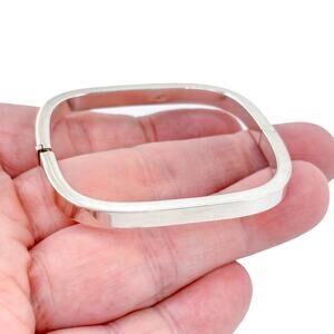 Estate Sterling Silver 925 Hinged Square Bangle Bracelet 6"
